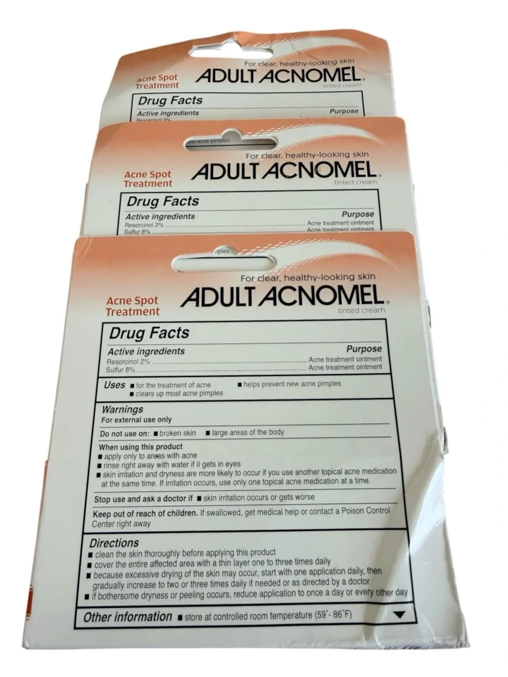 Adult Acnomel Tinted Cream Acne Spot Treatment 1.3 oz (3-pack) Expires 12/2027